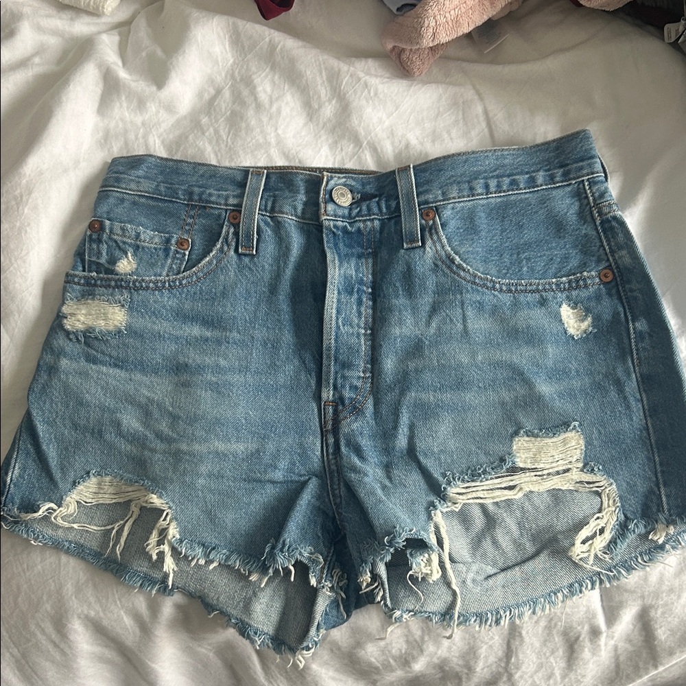 Levi’s 501 Distressed High-Rise Denim Shorts